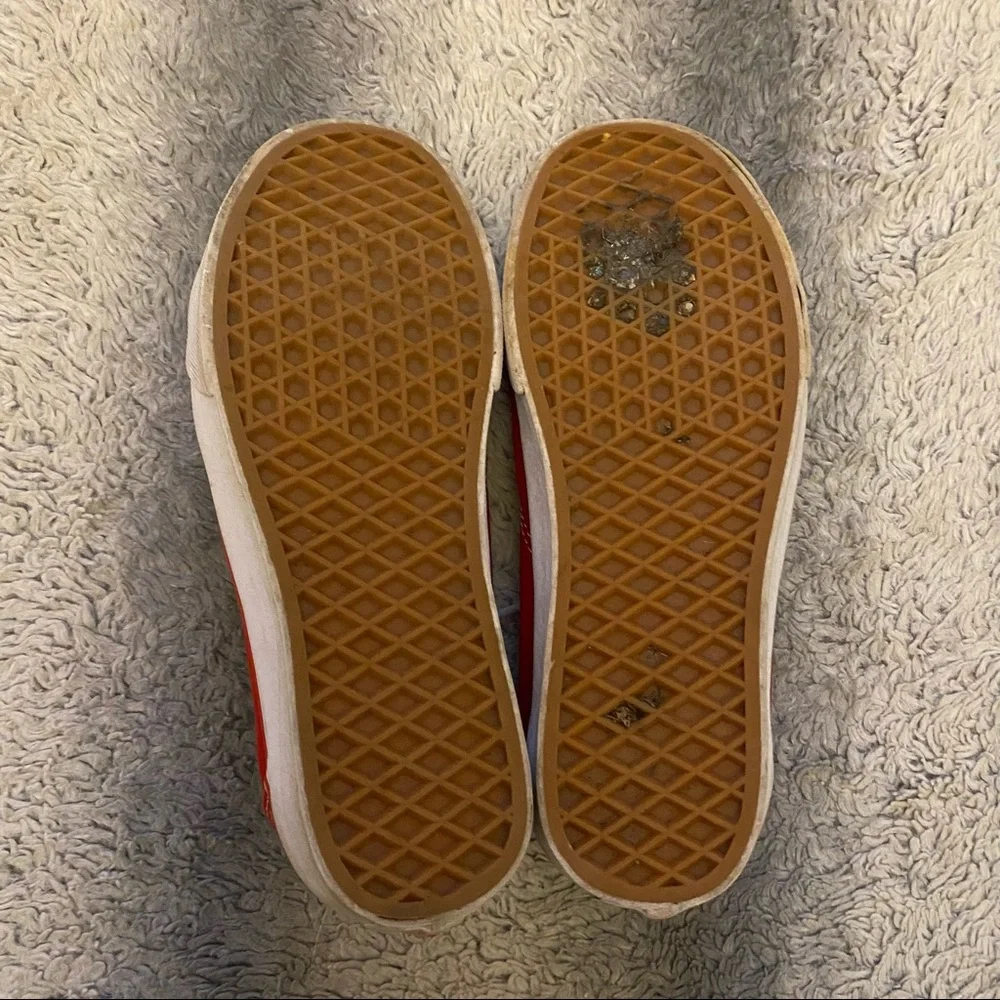 Vans Low Top Shoes Mens Size 6 Red White - Picture 7 of 8